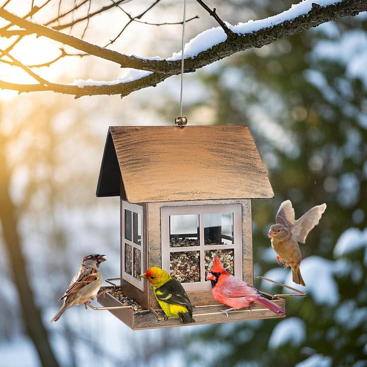 SAMHEOUTDOOR 4lb. Metal House Bird Feeder