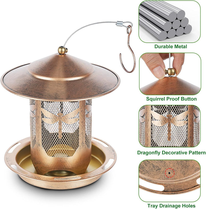 SAMHEOUTDOOR 2lb. Dragonfly Decorative Metal Bird Feeder