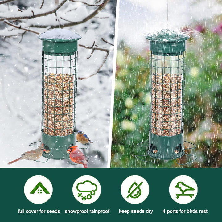 SAMHEOUTDOOR 4.5lb Weight Activated Squirrel Proof Metal Bird Feeder