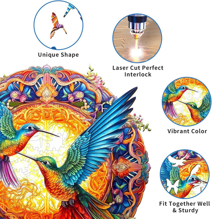 Wooden Hummingbird Irregular Puzzle