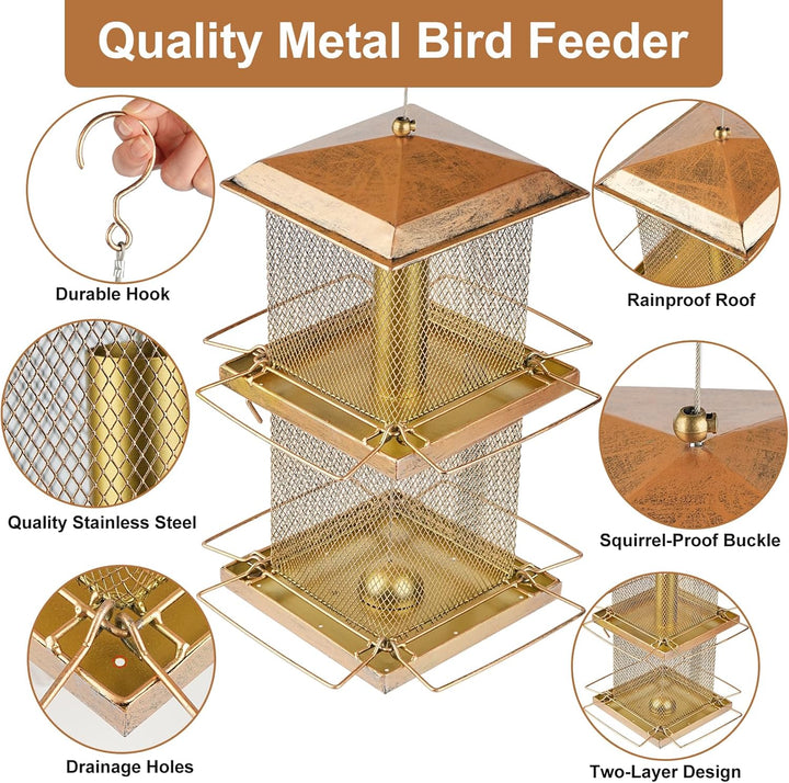 SAMHEOUTDOOR 6lb. Extra Large Double Layer Square Bird Feeder