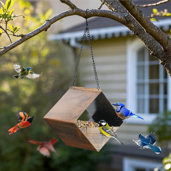 SAMHEOUTDOOR 1.2lb. Vintage Bronze Hanging Metal Bird Feeder
