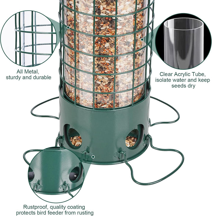 SAMHEOUTDOOR 4.5lb Weight Activated Squirrel Proof Metal Bird Feeder
