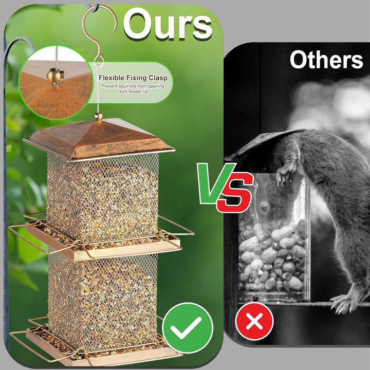 SAMHEOUTDOOR 6lb. Extra Large Double Layer Square Bird Feeder