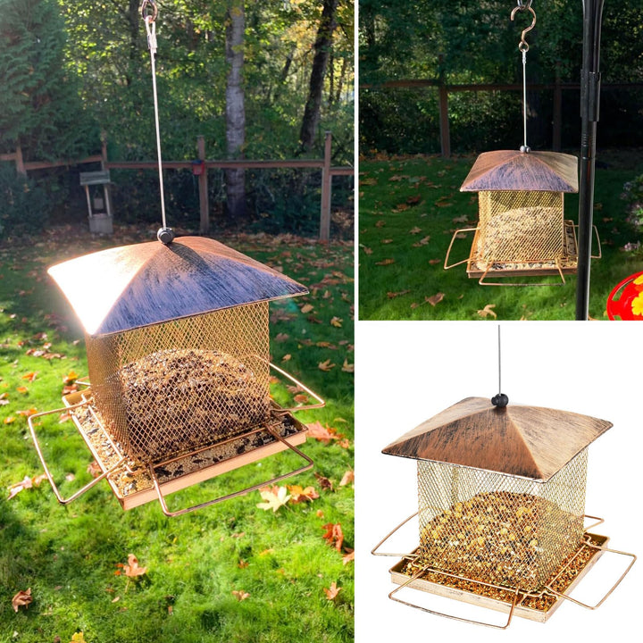 SAMHEOUTDOOR 3.5lb. & 5.0lb. Hanging Large Bronze Bird Feeder