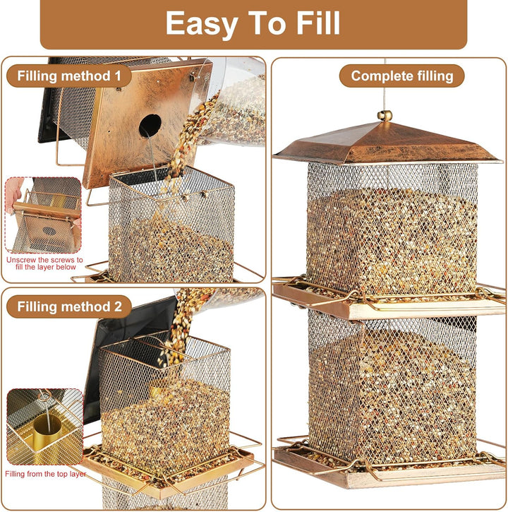 SAMHEOUTDOOR 6lb. Extra Large Double Layer Square Bird Feeder