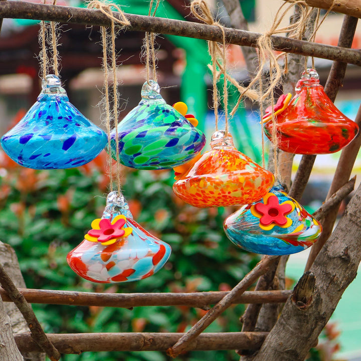 Hand-Blown Glass Hummingbird Feeders