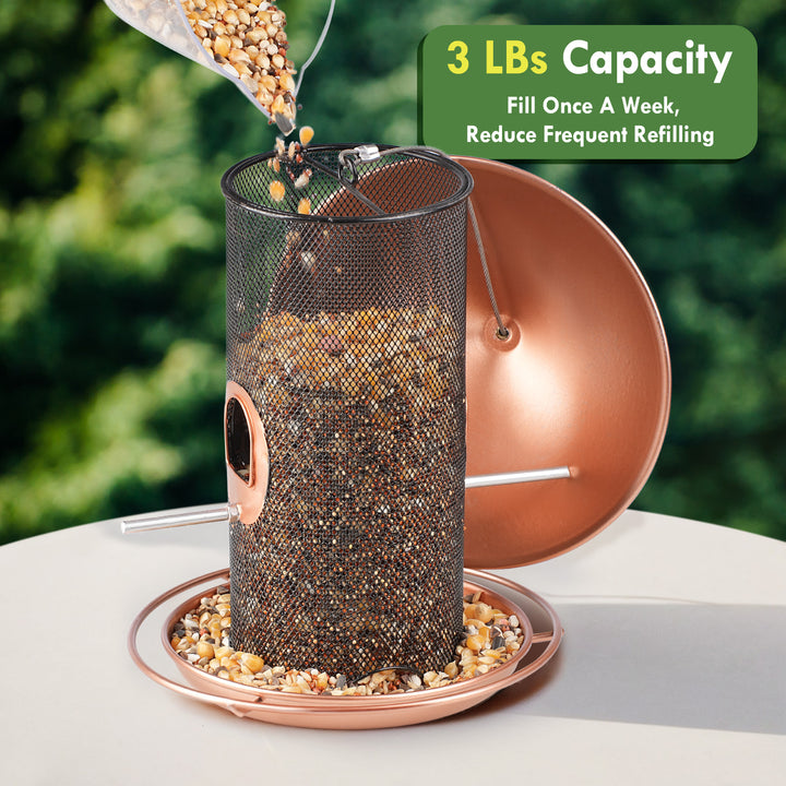 SAMHEOUTDOOR 3lb. Double-Layer Metal Wild Bird Feeder for Yard