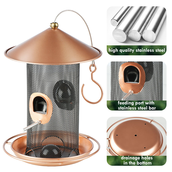 SAMHEOUTDOOR 3lb. Double-Layer Metal Wild Bird Feeder for Yard