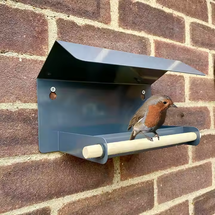 Black & White Metal Bird Feeder