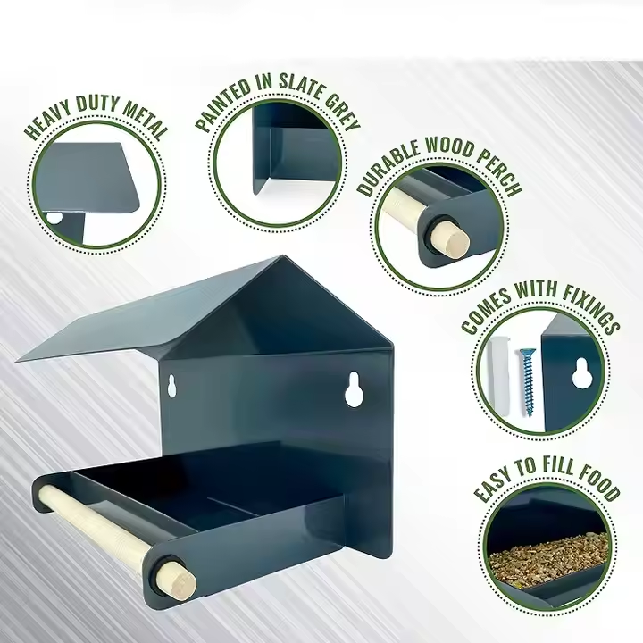 Black & White Metal Bird Feeder