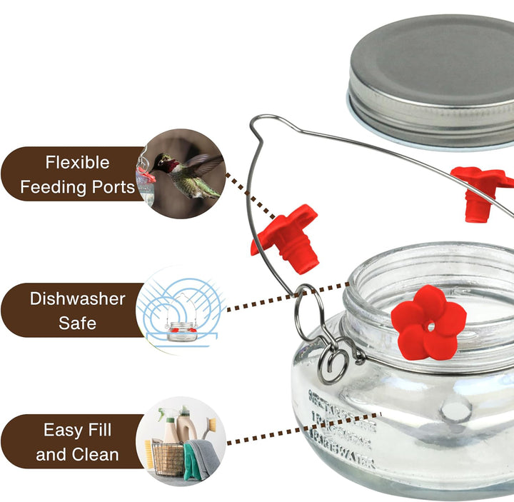 Mason Jar Hummingbird Dish Feeder