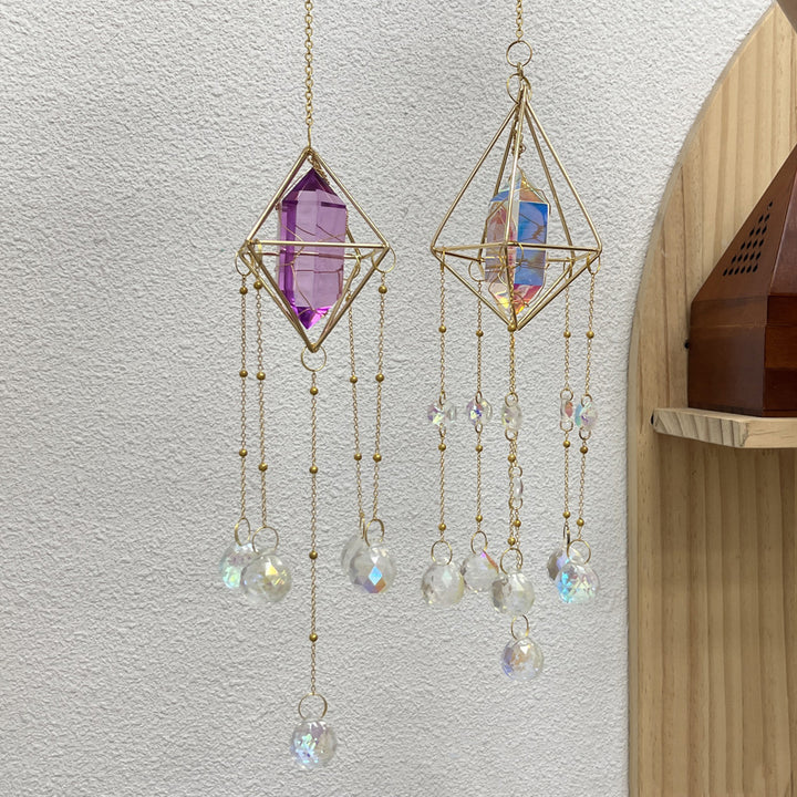 Crystal Suncatcher Charms Decoration Handmade 🎁2 Pcs [Purple + Gold Crystals]