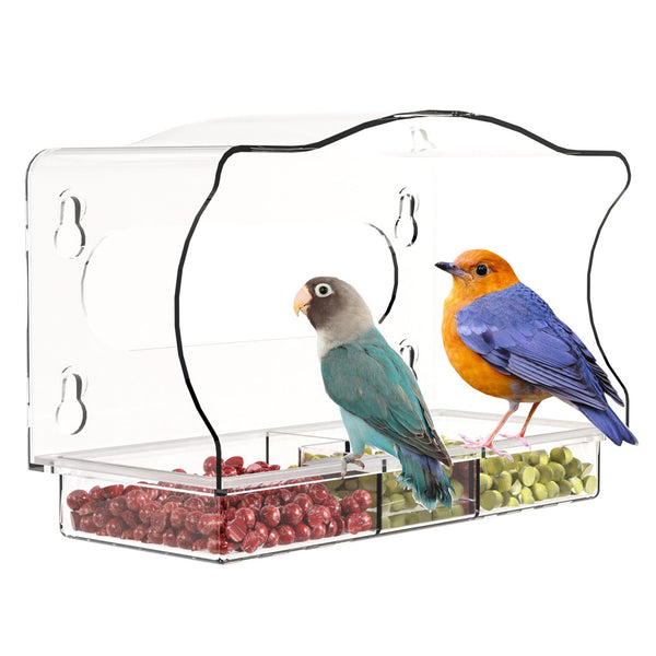 SAMHEOUTDOOR Square Acrylic Window Bird Feeder