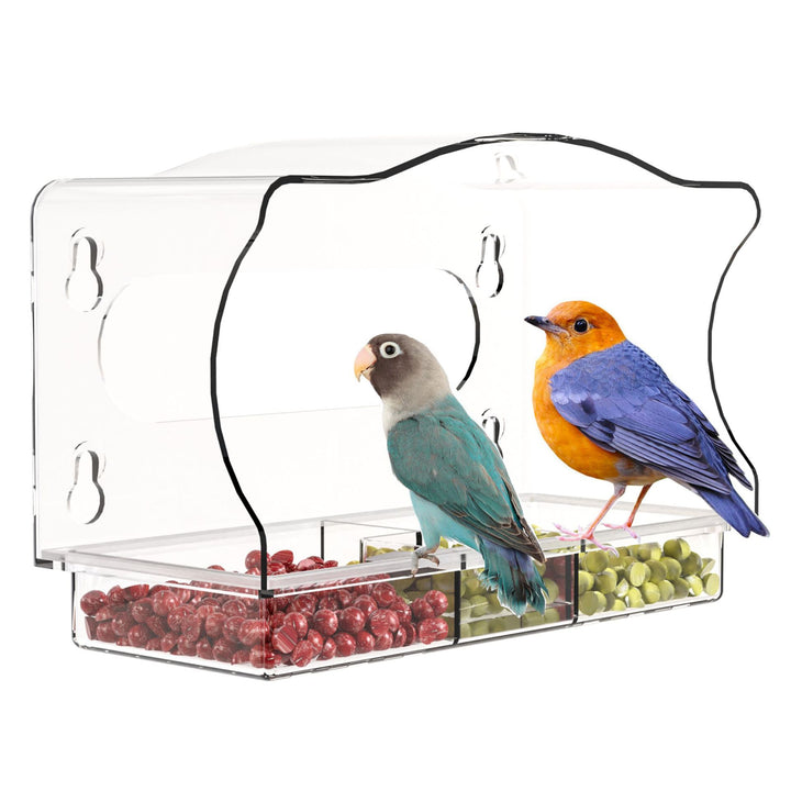 SAMHEOUTDOOR Square Acrylic Window Bird Feeder