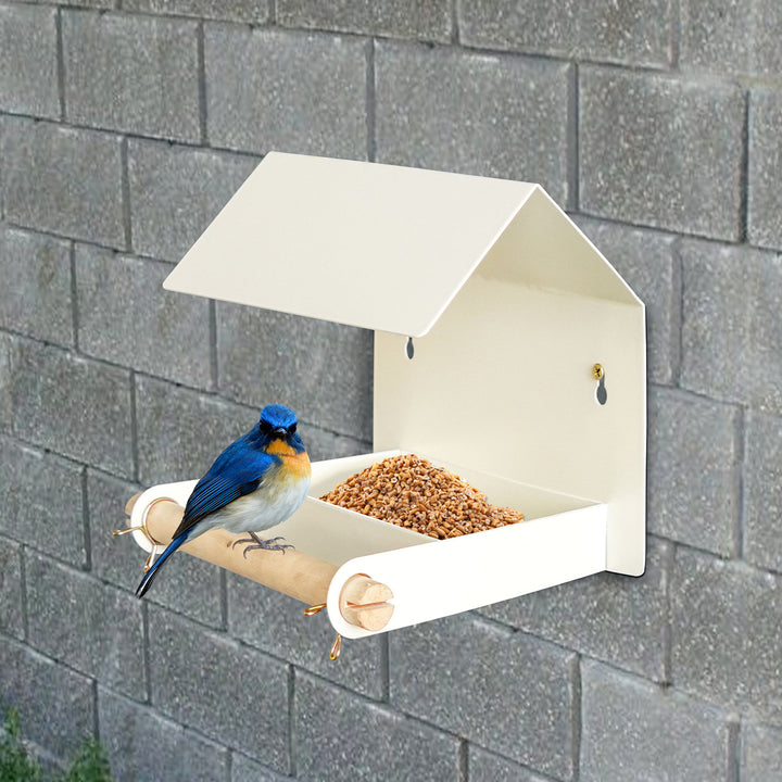 Black & White Metal Bird Feeder White