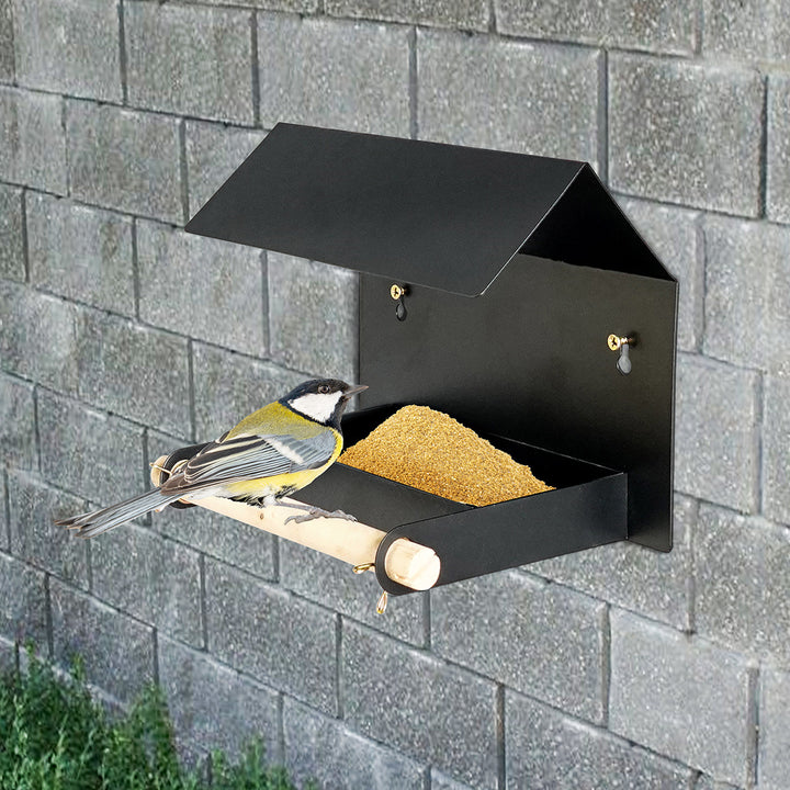 Black & White Metal Bird Feeder Black