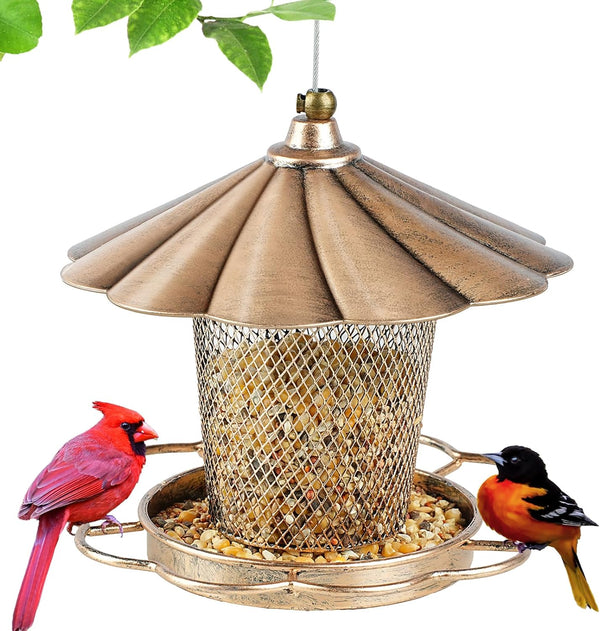 SAMHEOUTDOOR 2.0lb Flower Petals Shaped Metal Bird Feeder