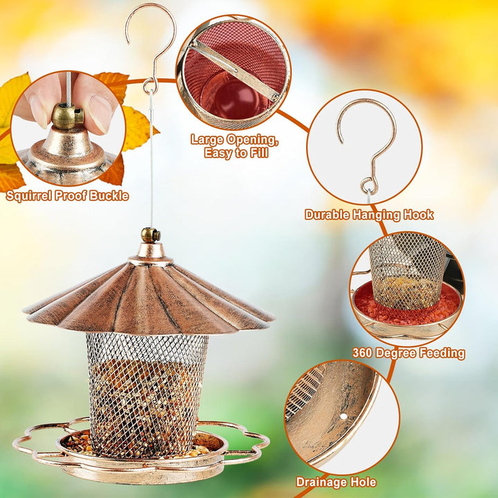 SAMHEOUTDOOR 2.0lb Flower Petals Shaped Metal Bird Feeder