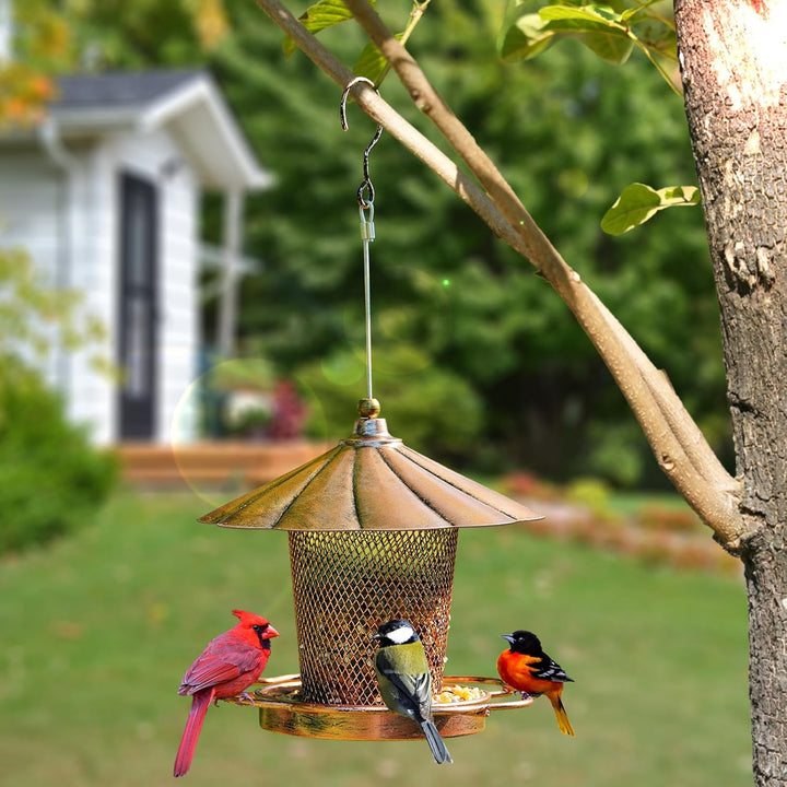 SAMHEOUTDOOR 2.0lb Flower Petals Shaped Metal Bird Feeder