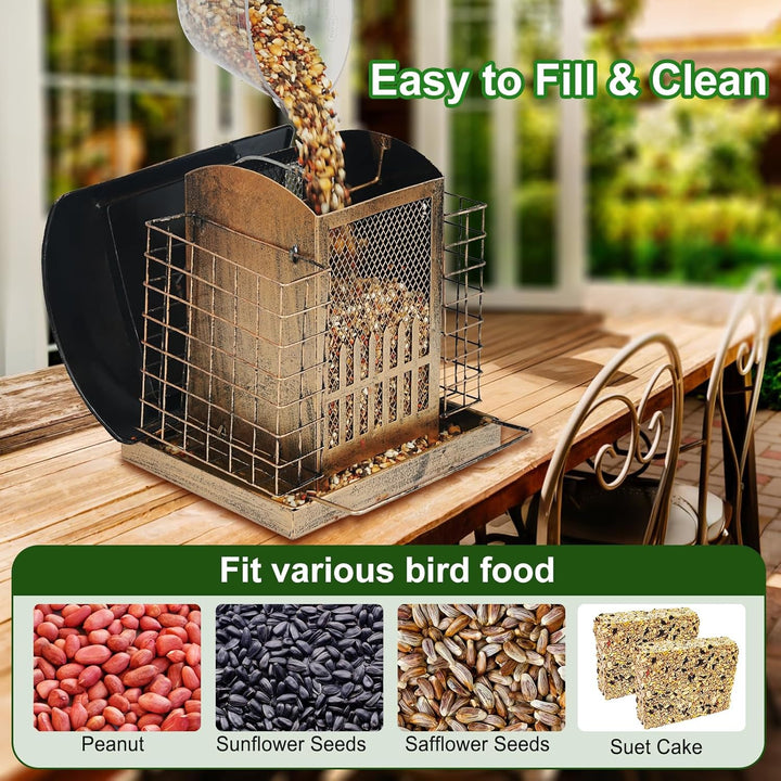 SAMHEOUTDOOR 2lb Metal Fence Birds Feeder with 2 Suet Cages