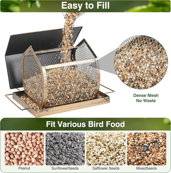 SAMHEOUTDOOR 2lb Rural Houses Metal Bird Feeder