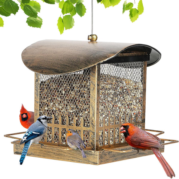 SAMHEOUTDOOR 2lb Square Mushroom Fence Bird Feeder