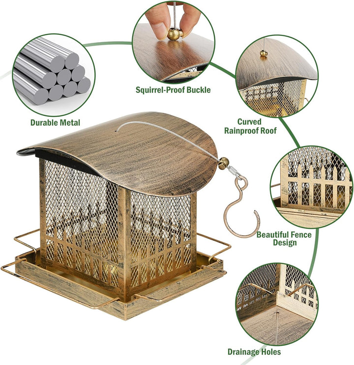 SAMHEOUTDOOR 2lb Square Mushroom Fence Bird Feeder