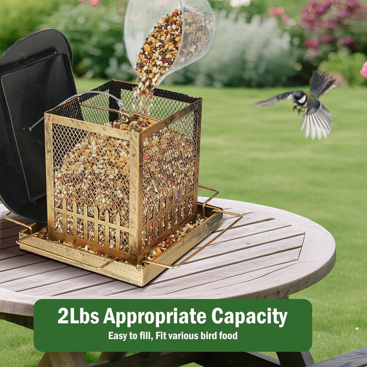 SAMHEOUTDOOR 2lb Square Mushroom Fence Bird Feeder