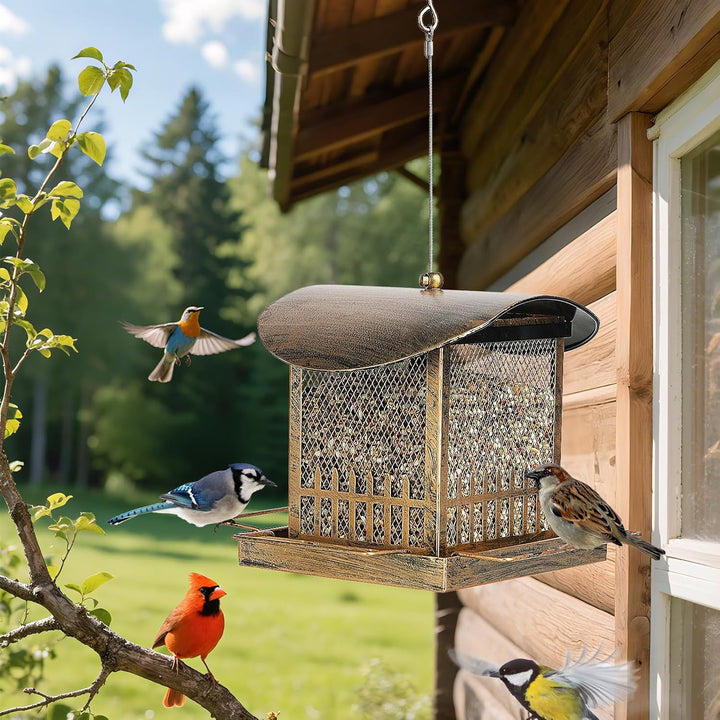 SAMHEOUTDOOR 2lb Square Mushroom Fence Bird Feeder