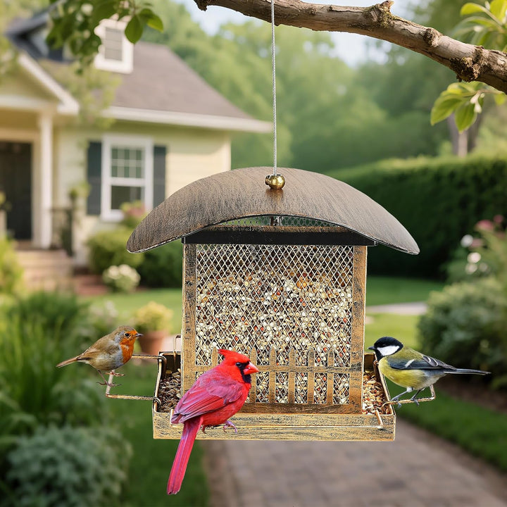 SAMHEOUTDOOR 2lb Square Mushroom Fence Bird Feeder