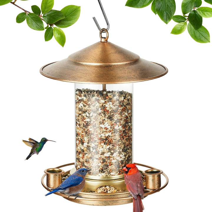 SAMHEOUTDOOR 3lb. Acrylic Cylindrical Metal Bird Feeder