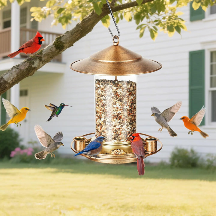 SAMHEOUTDOOR 3lb. Acrylic Cylindrical Metal Bird Feeder