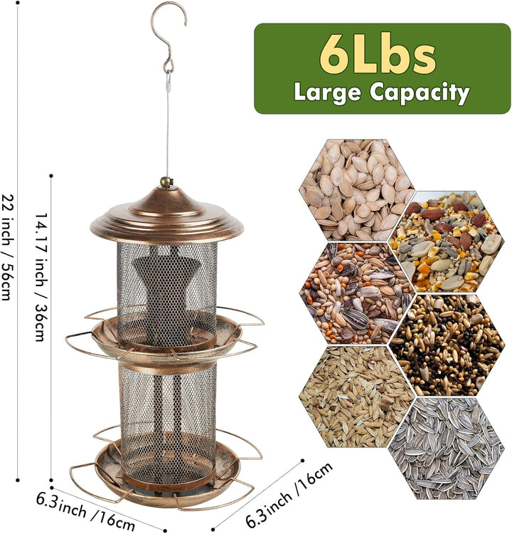 SAMHEOUTDOOR 6lb. Double Layer Cylinder Gazebo Bird Feeder