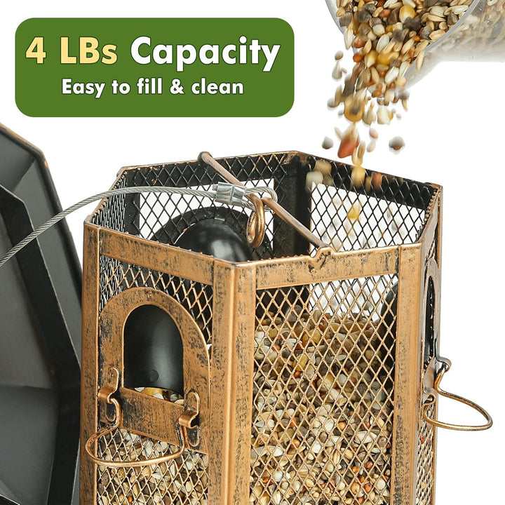 SAMHEOUTDOOR 4lb Hexagonal Tower Metal Bird Feeder