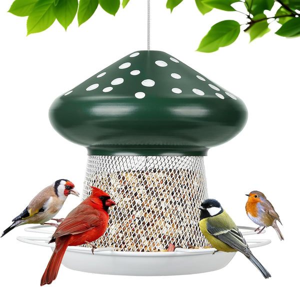 SAMHEOUTDOOR Vogelfutterstation, Pilzform, Metall, 1,6 kg, Grün