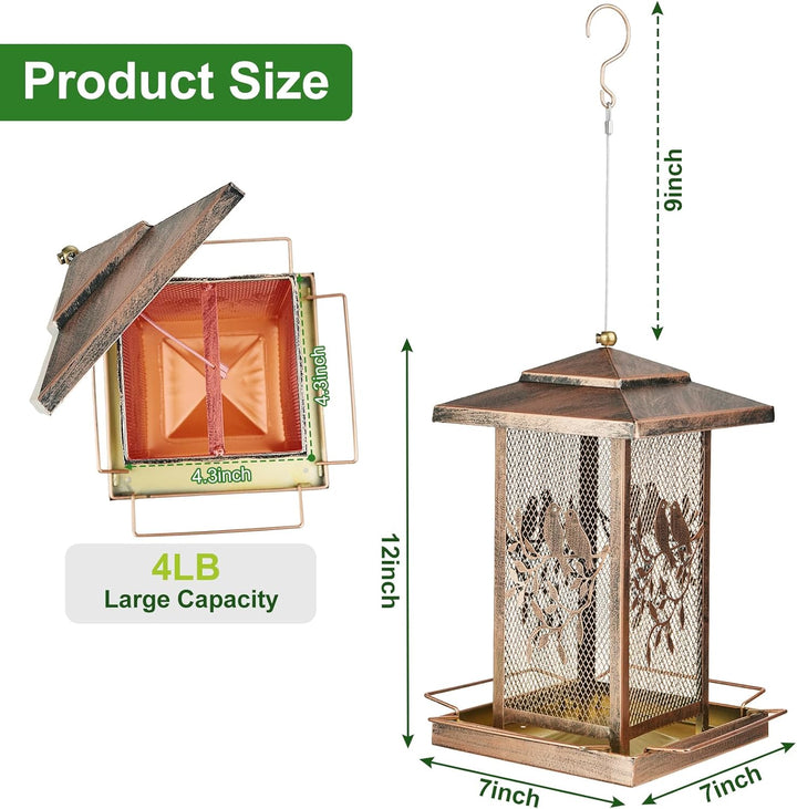 SAMHEOUTDOOR 4lb Lover Birds Metal Bird Feeder