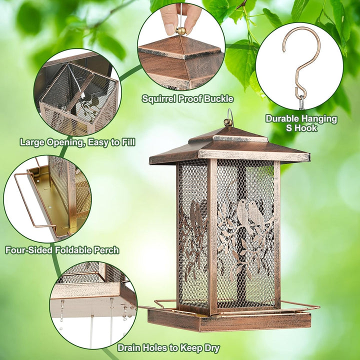 SAMHEOUTDOOR 4lb Lover Birds Metal Bird Feeder