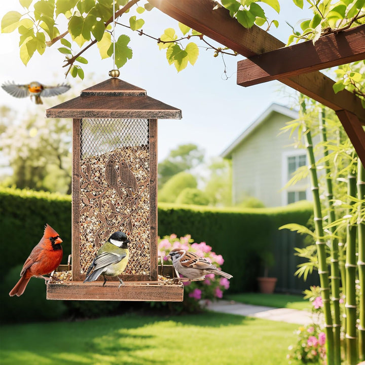 SAMHEOUTDOOR 4lb Lover Birds Metal Bird Feeder