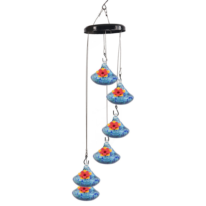 6 Pcs Set Charming Glass Wind Chimes Hummingbird Feeders SD-01