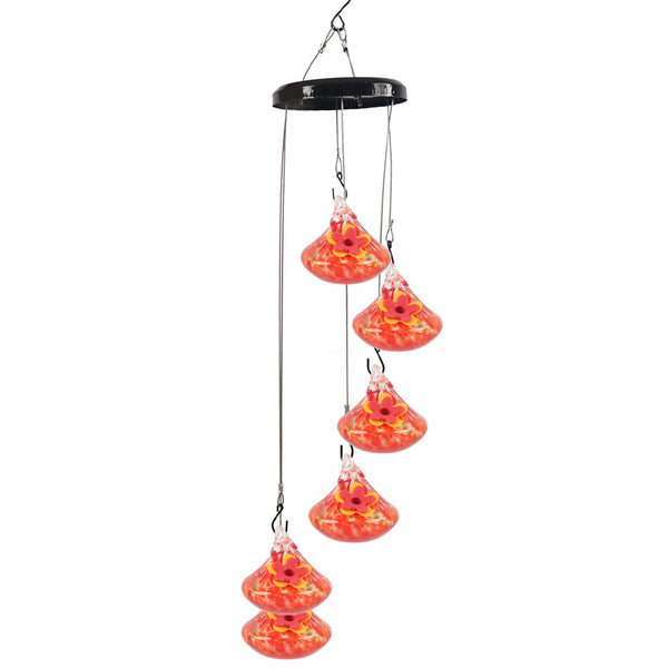 6 Pcs Set Charming Glass Wind Chimes Hummingbird Feeders SD-05