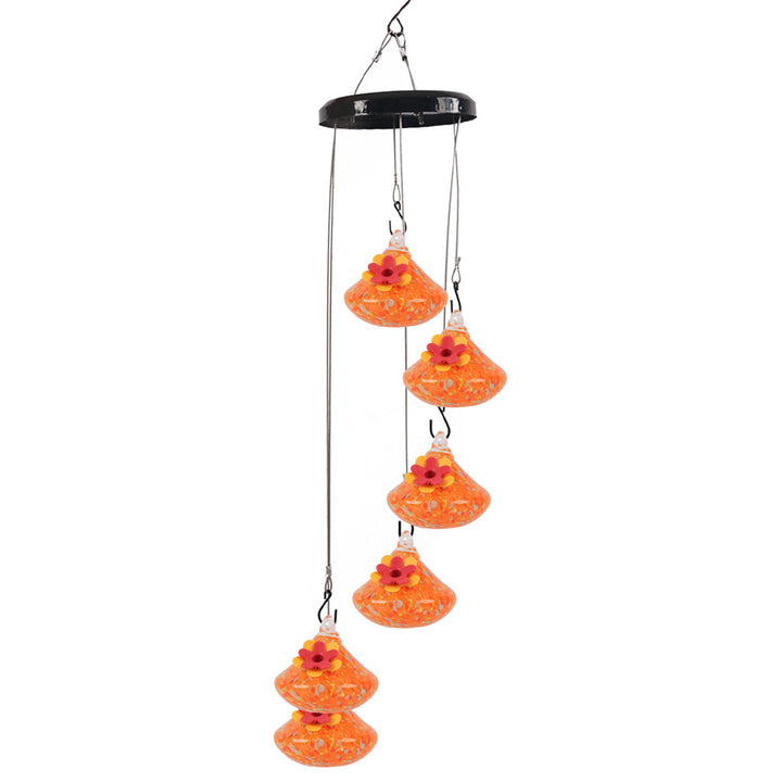 6 Pcs Set Charming Glass Wind Chimes Hummingbird Feeders SD-06