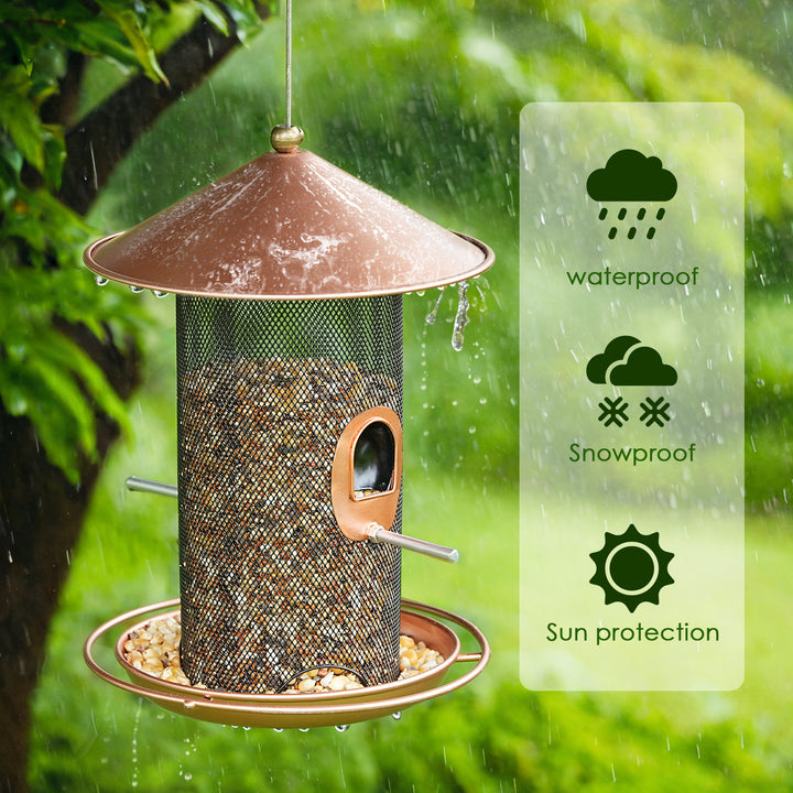 SAMHEOUTDOOR 3lb. Double-Layer Metal Wild Bird Feeder for Yard